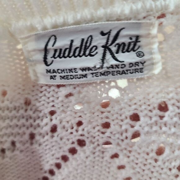 Vintage 70's White Knit Poncho Cape - Picture 8 of 10